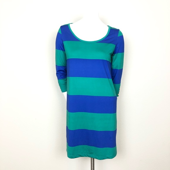 Mud Pie Dresses & Skirts - Mud Pie Green and Blue Striped Dress